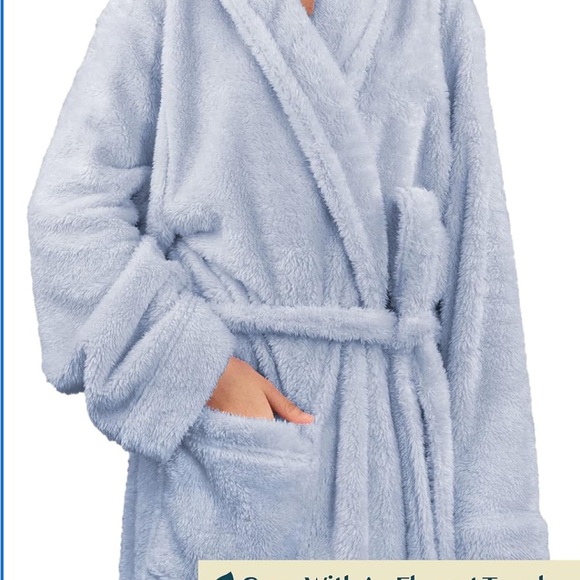 PAVILIA Luxe Fleece Robe in Light Blue - Picture 6 of 10